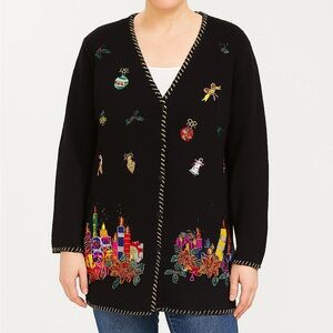Quacker Factory like New 90’s Christmas Candle Cardigan Sweater size medium